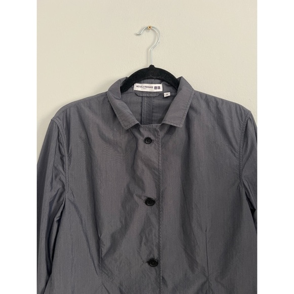 Ines De La Fressange Paris Blazer Women’s XL Gray Cotton Nylon Jacket Uniqlo - Picture 5 of 12